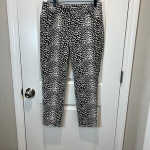 Cache Black White Animal Print Cropped Pants Size 6‎